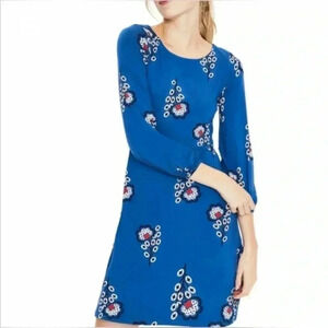 Boden Abstract Floral Print Jersey Knit Dress blue red US 4L
